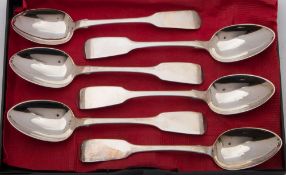 A set of five Victorian provincial fiddle pattern teaspoons, maker William Rawlings Sobey, Exeter,