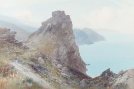 Frederick John Widgery [1861-1942]- Castle Rock, Lynton,:- signed bottom left gouache 50 x 75cm.