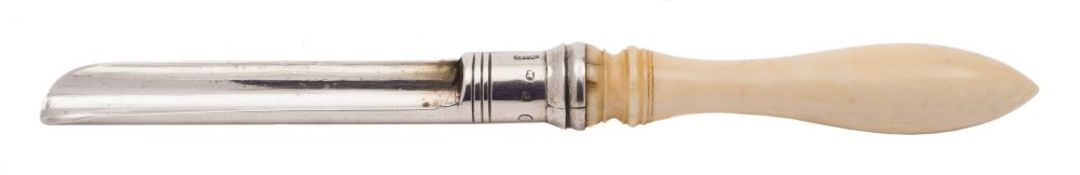 A George III silver apple corer, maker Thomas Willmore, Birmingham, 1802: the 9cm.