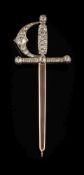 A 19th century paste-set 'sword' brooch: with plain straight blade,