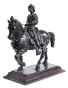 After Andrea del Verrocchio (1435-88) a 19th century bronze reduction of the equestrian figure of