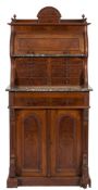 A late 19th/early 20th Century walnut dental cabinet:, with burr figured panels,