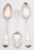 A George III provincial silver Fiddle pattern tablespoon, maker William Welch II, Exeter,