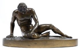 After the Antique The Dying Gaul, bronze: mid brown patination, on an oval base, unsigned, 16.5cm.