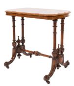 A Victorian walnut side table:,
