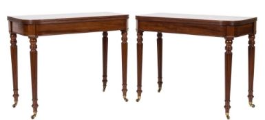 A pair of Regency mahogany rectangular tea tables:,