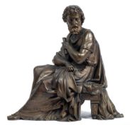 After Leon Pilet (1840-1916) a bronze study of a Greek philosopher,