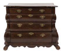 An 18th Century Dutch palmwood bombe commode:,