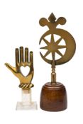 Two Westcountry Friendly Society brass pole heads: for Ilchester, established 1798,
