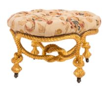 A Regency carved giltwood circular stool in the manner of Fournier:,