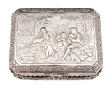 A Continental silver table casket, bears import marks for London,