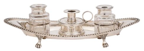 A George V silver inkstand, maker Ellis Jacob Greenberg, Birmingham,