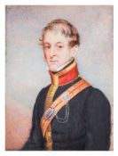 English School Circa 1840s- A miniature portrait of a Light Dragoons Cavalry Officer, bust-length,