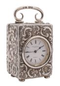 A late Victorian silver boudoir timepiece, maker Mappin & Webb, London, 1899: the 3.5cm.