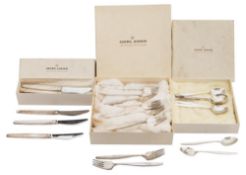Georg Jensen - a silver Cypress pattern part flatware service,