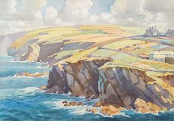 * Philip Collingwood Priestley [b.1901]- Port Isaac,:- signed and inscribed watercolour 38 x 55cm.