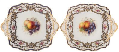 A pair of Royal Worcester fruit painted dessert dishes: each painted by Frank Roberts with a bunch