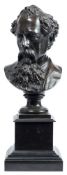 A bronze bust of Charles Dickens: dark brown patination, unsigned,
