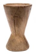 A Spanish treen olive wood mortar and a similar combined pestle and spoon: late 18th/19th century,