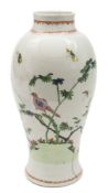 A Plymouth porcelain baluster vase: painted in blue, green, yellow,