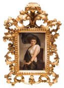 A late 19th century German porcelain rectangular plaque: depicting a young classical woman wearing