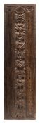 A 17th Century carved oak linenfold panel: the centre carved with an interlocking design of