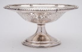 An Edward VII silver pedestal fruit basket, maker William Padley & Son, Sheffield,