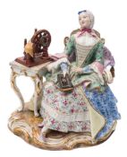 A Meissen porcelain figure of 'The Good House Keeper': modelled after the original by Kaendler
