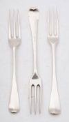 A George II Old English pattern table fork , maker William Young, London,
