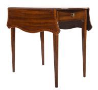An early 19th Century mahogany and inlaid Pembroke table:, bordered with boxwood lines,