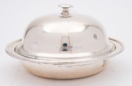 A George V silver muffin dish and cover, maker Walker & Hall, Sheffield,