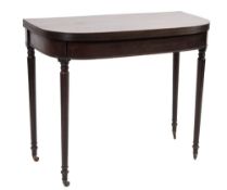 A Regency mahogany tea table:, of D-shaped outline,