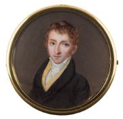 French School early 19th Century- A miniature portrait of a young man,:- head and shoulders,