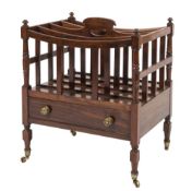 A Regency rosewood four-division Canterbury,: with curved and slatted divisions,