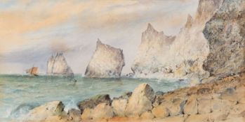 George James Knox [1810-1897]- The Needles, Isle of Wight,:- signed bottom right watercolour,
