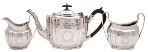 A George V silver three-piece tea service, maker S Blanckensee & Son Ltd, Birmingham,
