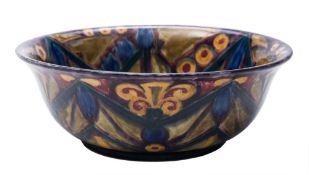 A Hancock & Sons Morrisware Art Nouveau bowl: designed by George Cartlidge and painted with flowers
