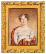 Anne Hayter [1795-1854]- A miniature portrait of a young lady, half-length,