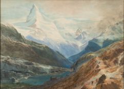 Margaret Heathcote [19/20th Century]- The Matterhorn, 1851,:- watercolour 48 x 66cm.