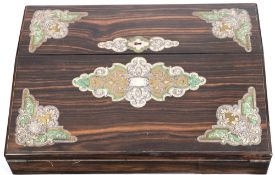 A 19th century coromandel and inlaid writing slope: of traditional design,