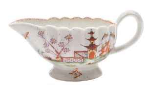 A pair of Derby dishes: of oval scalloped form,