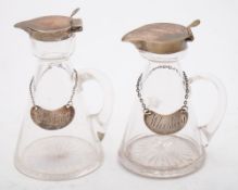 An Edward VII clear glass and silver mounted whisky noggin,