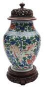 A Chinese wucai vase: of ovoid form,