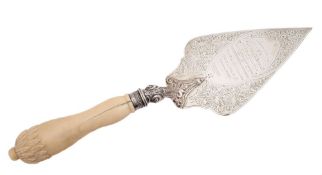 An Edward VII silver presentation trowel, maker John Round & Sons Ltd, Sheffield, 1901: inscribed,