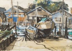 * Attributed to Stephen Bone [1904-1958]- Boat Yard,
