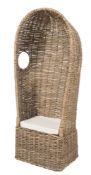 A wickerwork domed chair,