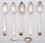 A pair of George III silver rat-tail tablespoons, maker Hester Bateman, London,