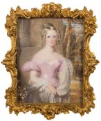 Henry Hawkins [18/19th Century]- A miniature portrait of a young lady,