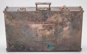 A Saudi Arabian silver plated attaché case: with inscribed panel,
