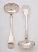 A Victorian provincial silver Fiddle pattern sauce ladle, maker Philip Osment, Exeter,